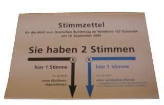 Stimmzettel Bundestagswahl 2005